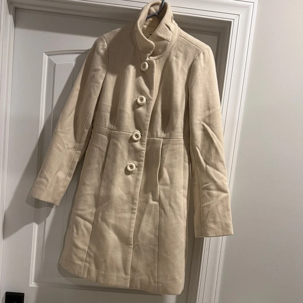 J. Crew Cream Wool winter Coat - Picture 1 of 9